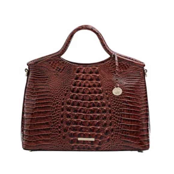 SOLD BRAHMIN LG ELAINE DOME BROWN CROC SATCHEL - Picture 2 of 10
